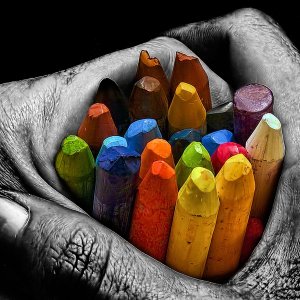 Crayons in Hands\ wallpaper